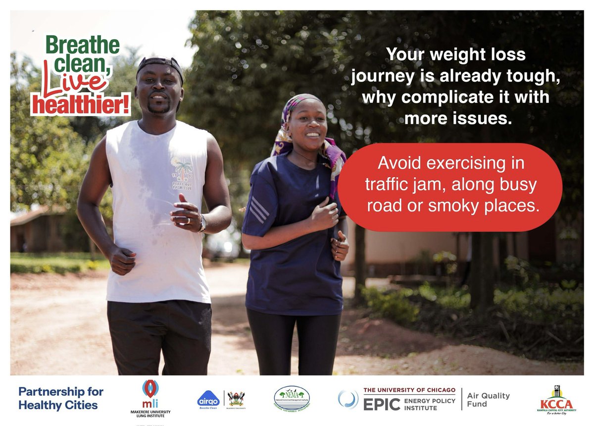 ⛔️ CAUTION ⛔️ 

Your weight loss journey is already burdening, why complicate it with more issues like exercising in polluted areas? 

Monitor the #AirQuality through <a href="/KCCAUG/">Kampala Capital City Authority (KCCA)</a>’s online platform here kcca.go.ug/kampala-air-qu… or download the <a href="/AirQoProject/">AirQo</a> App. 
This will help you to