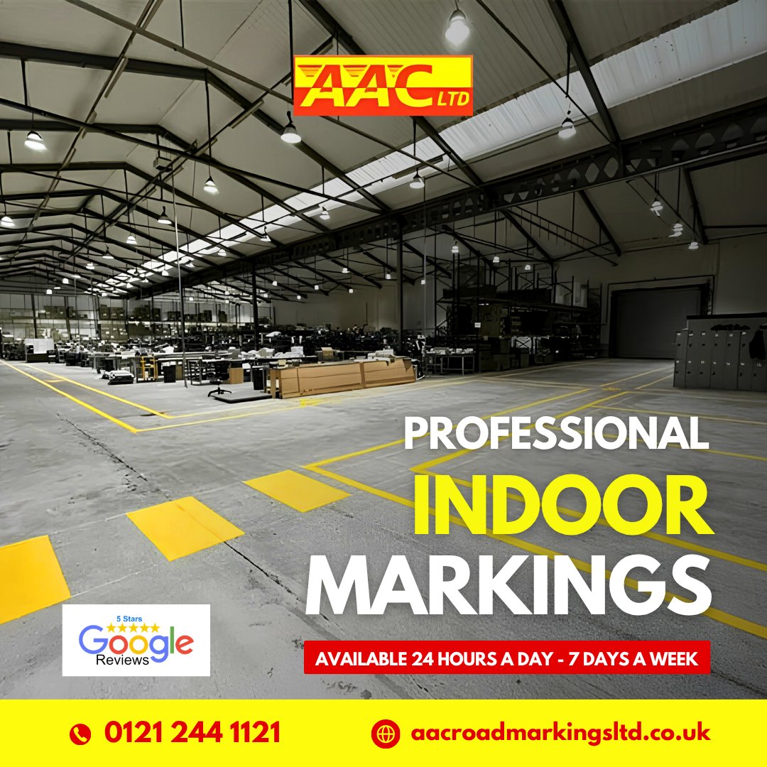 AAC_Markings's tweet image. 🚧 Indoor markings for warehouses &amp;amp; indoor car parks.

Clear, durable markings for bays, walkways, arrows &amp;amp; safety zones.

Free quotes available.

📞 0121 244 1121
🌐 aacroadmarkingsltd.co.uk

#WarehouseMarkings #LineMarking #Birmingham