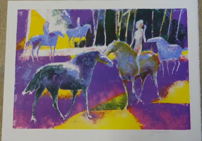 marieartcollec1's tweet photo. Paul Guiramand – Signed Lithograph "The Riders".   Legendary French artist.  A stunning signed vintage piece that transforms any wall into a magical scene    https://t.co/EIp0XzMy8l #PaulGuiramand #SurrealArt #FrenchArt  #EtherealArt #HorseArt #SignedPrint #ArtForSale #WallArt https://t.co/wO9NKhSXb8
