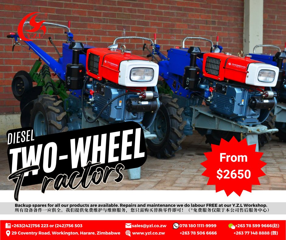 YWholesalers's tweet image. 😃22HP WALKING TRACTORS AVAILABLE IN STOCK AT Y.Z.L WHOLESALERS‼

#farming #mining #industrial #electrical #farmingzimbabwe #walkingtractors #handtractorss #doubleplough #discploughs #farmtrailers #sustainableagriculture #farmingtools #changchaiengines  

GET IN TOUCH TODAY!!