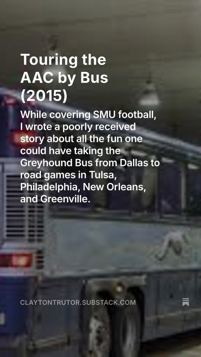 ClaytonTrutor's tweet image. "Touring the #AAC by #Bus"
read now: 
claytontrutor.substack.com/p/touring-the-…