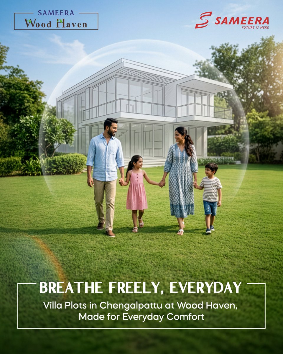 sameeralands's tweet image. Where mornings feel lighter, and evenings feel like home 🌿
A space where your family grows, breathes, and belongs

#Sameera #WoodHaven #Chengalpattu #VillaPlots #peacefulliving