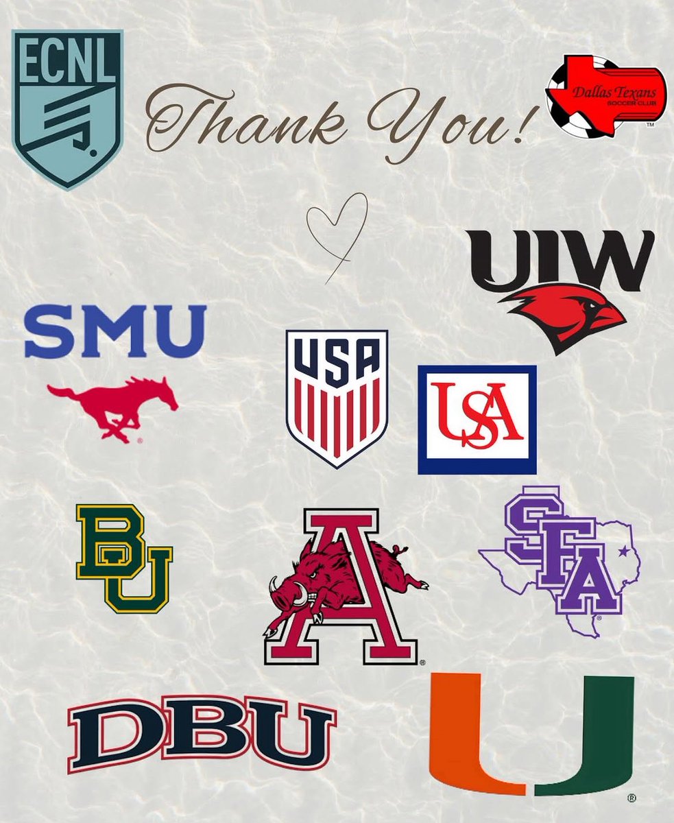 CatchGabbie's tweet photo. Thank you for watching us play!! ⚡️
@SMUSoccerW 
@UIWWomensSoccer 
@BaylorFutbol 
@DBUWomensSoccer 
@UMiamiSoccer 
@SFA_Soccer 
@RazorbackSoccer https://t.co/YHypxpEWoY