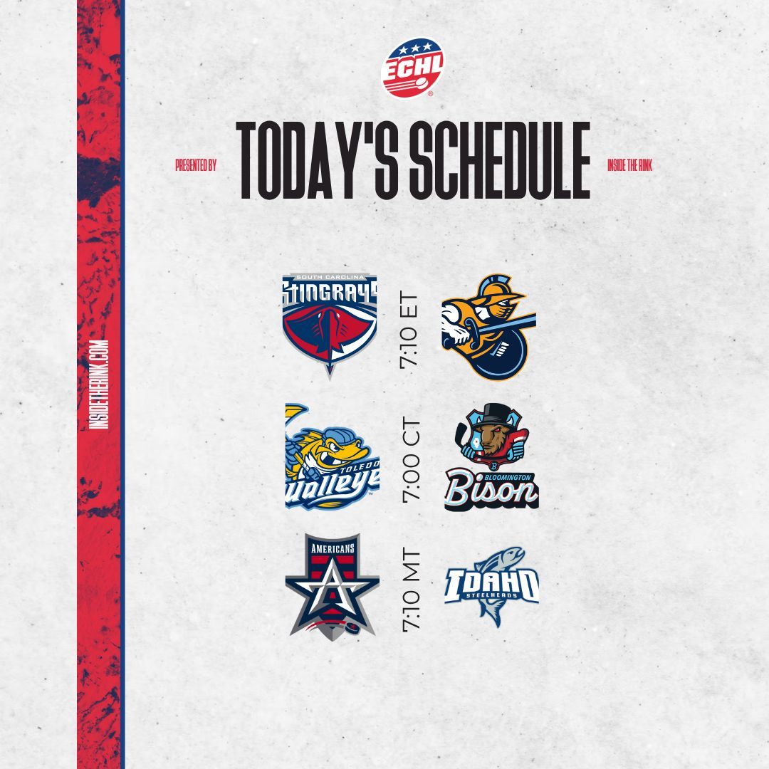 ECHLWeek's tweet image. 3 Kelly Cup Playoff games tonight. Americans/Steelheads play game 4. The other 2 games are Game 3's. #ECHL #ITR