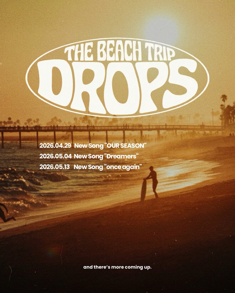hiraidai's tweet photo. THE BEACH TRIP DROPS

2026.04.29 New Song “OUR SEASON (夏の気まぐれにkissを)”
2026.05.04 New Song “Dreamers”
2026.05.13 New Song “once again”

and there’s more coming up.

いっぱい新曲でるよ〜！！ https://t.co/dXM3EqgVJZ