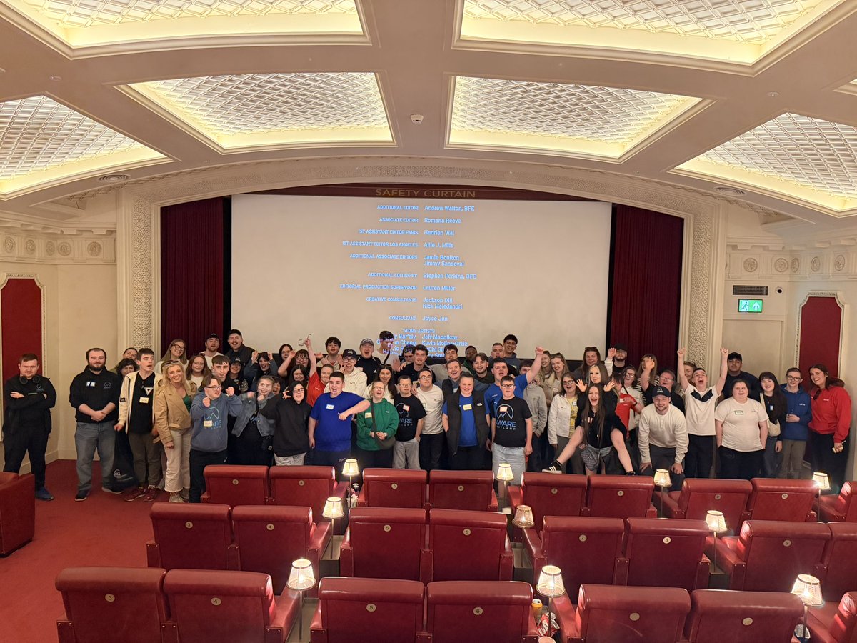 AwareScotland's tweet photo. Biggest Monthly Hang yet - 67 young people &amp; volunteers 🙌

Nando’s, Minted ice cream, and a private screening of Super Mario at the Grosvenor.

Great to welcome new faces and an incredible atmosphere all night.

Huge thanks to the Grosvenor ❤️ https://t.co/cEAE4Ynfhp