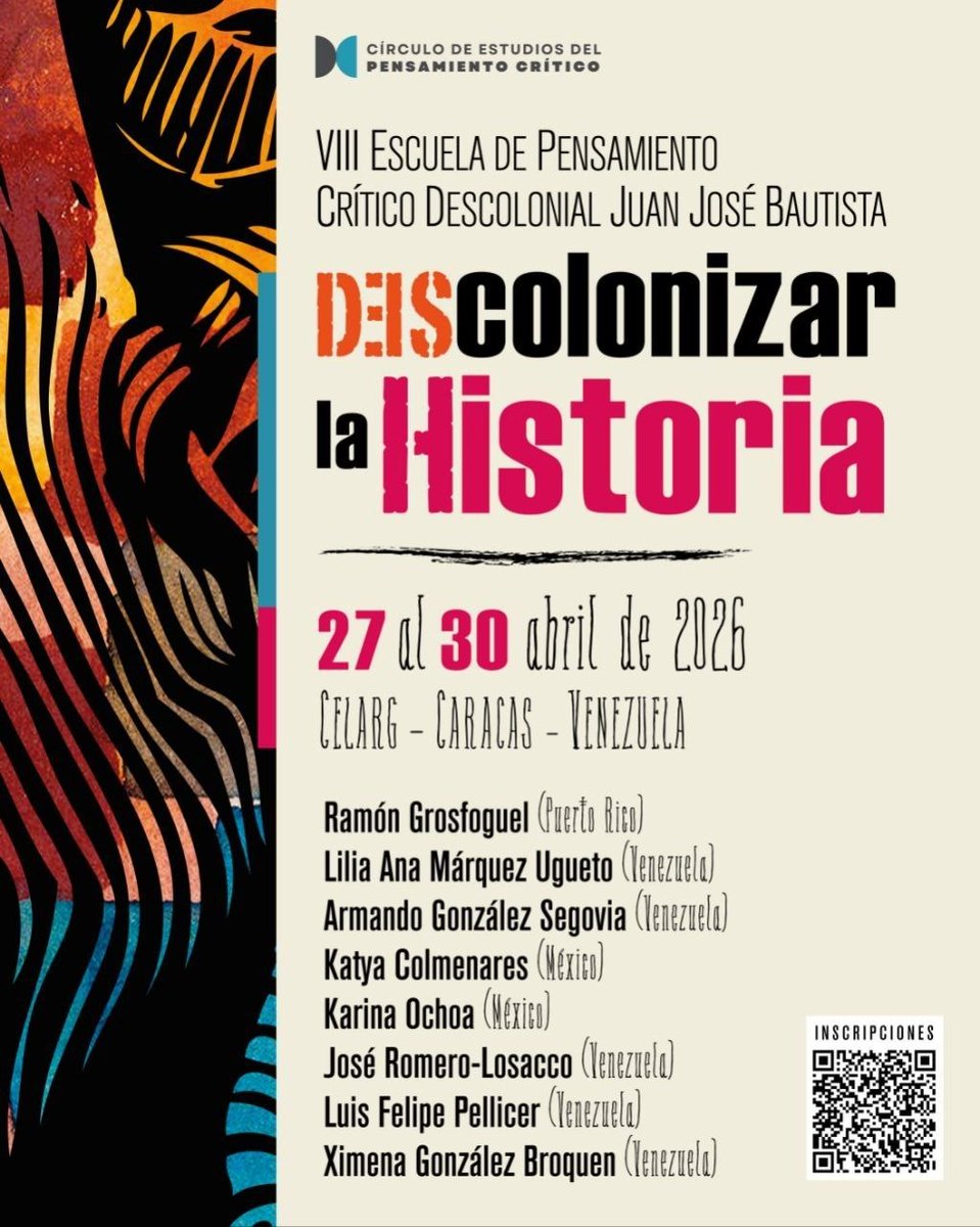 DESCOLONIZAR LA HISTORIA
Un evento organizado por el Centro de Estudios Latinoamericanos y del Caribe Rómulo Gallegos
La batalla es por el presente, por el futuro y por la memoria de nuestros pueblos!!!
#NoALaColonizaciónCultural