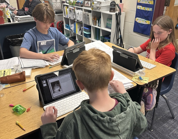Forrestville221's tweet photo. It's a mystery! Fifth graders have spent this week learning about elements of mystery stories and have been hard at work planning and writing their own stories based on an illustration from the book "The Mysteries of Harris Burdick" by Chris Van Allsburg. https://t.co/psBF6Fx5nI