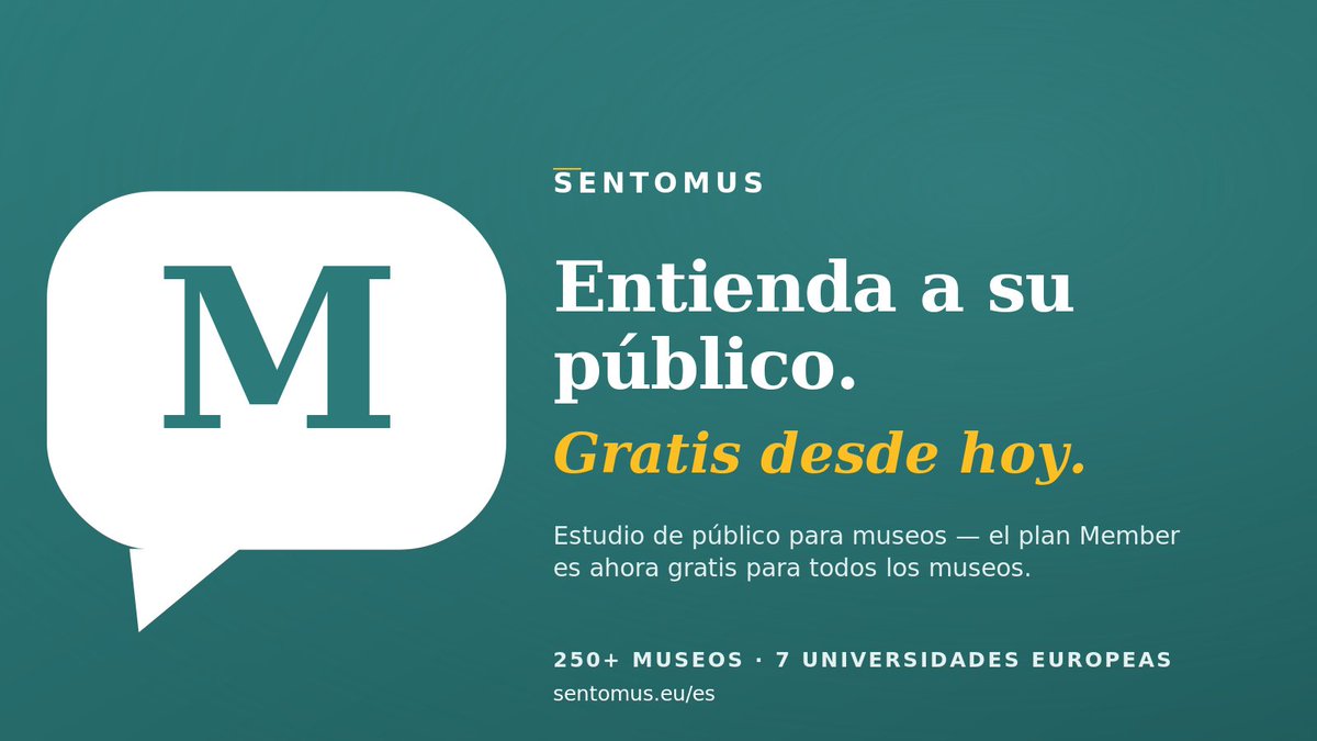 Sentomus's tweet image. 🇪🇸 Para colegas hispanohablantes:

Entienda a su público — gratis desde hoy. Estudio de público para museos: 250+ museos, 7 universidades. Plan Member ahora gratis para todos los museos.

👉 sentomus.eu/es

#museos #investigación