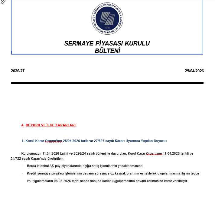 TugbaEkin_'s tweet photo. #BIST100 %1.28 artışla 14.594 puandan kapandı. Bugün gördüğümüz yükselişte #SPK kararının etkisi olduğu aşikar. Mevcut tedbir ve uygulamaların 08.05.2026 tarihi seans sonuna kadar uygulanması yeni rekorları karşımıza çıkarabileceği gibi, satışların derinleşmesini önleyebilir. https://t.co/17JX96ctR8