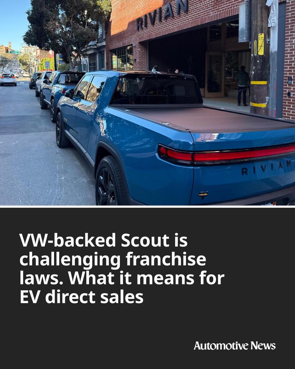 Automotive_News's tweet image. Electric vehicle makers are escalating their fight to sell directly to U.S. consumers, using ballot threats and new legal strategies to challenge dealer franchise laws.

#EVs #electricvehicles #Volkswagen #VW #Scout #ScoutMotors #automotive #autoindustry
