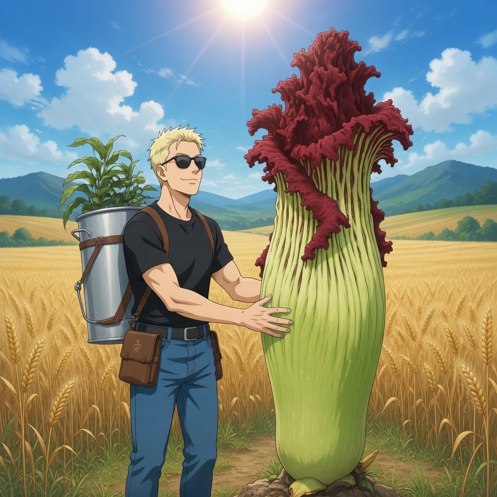KobbVT's tweet photo. Plant fact of the day: ๐ฑ๐
The titan arum (corpse flower) can grow up to 15 feet tall and emits an odor similar to rotting flesh to attract flies for pollination. ๐ฆจ
Would you hug it if someone dared you to? ๐ซ
#Vtuber #AiArt #plant #plantfact https://t.co/tPGt1xY3Wt