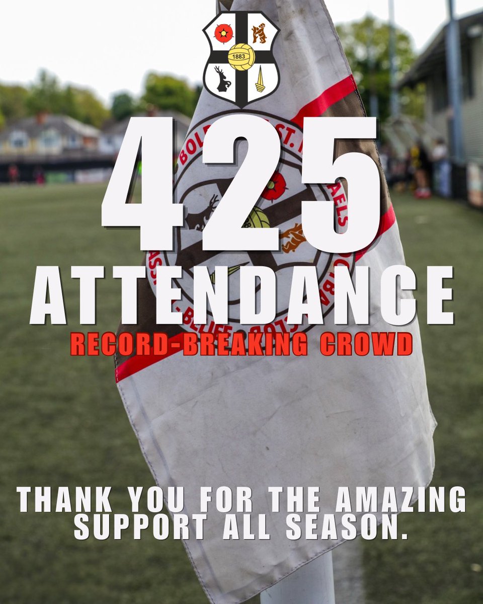A record attendance of 425 and a play-off place confirmed.