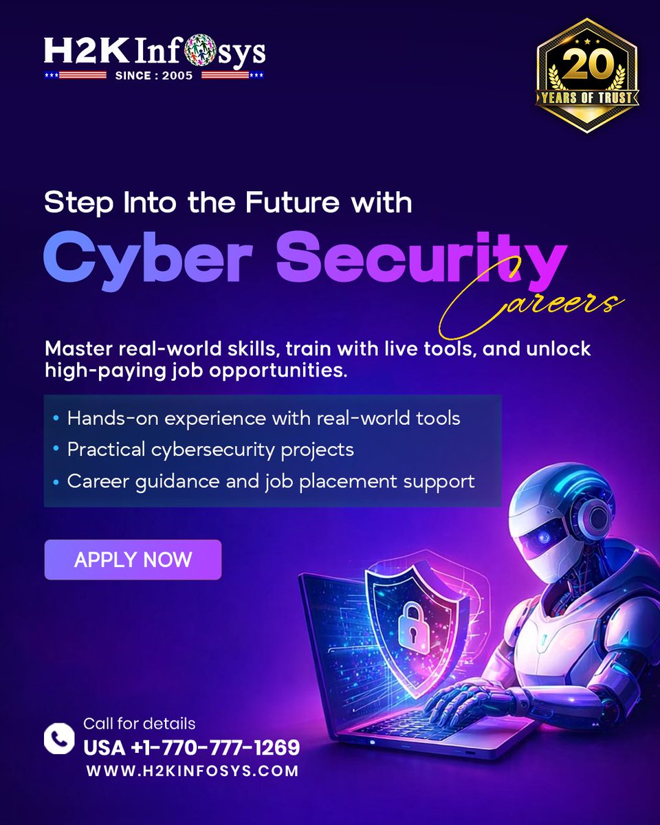 h2kinfosys's tweet image. Cybersecurity careers are booming 🚀 Learn skills &amp;amp; get placed 👇
Enroll Now : h2kinfosys.com/courses/cyber-…
📞 +1 770-777-1269 | 📧 training@h2kinfosys.com
👉about H2kinfosys In One Click: h2kinfosys.com/quick-links/
#CyberSecurityCareers #CyberSecurityTraining #InformationSecurity