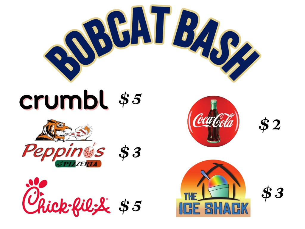 SenecaSHSCats's tweet photo. Get ready, Cats -
The Final Bobcat Bash of the year is Friday, and you do not want to miss it!
We will have all kinds of food (CASH ONLY for everything but Choc's and Ice Shack, who will accept Cards).  Let's Go, Cats! https://t.co/CJV5bNZVm7