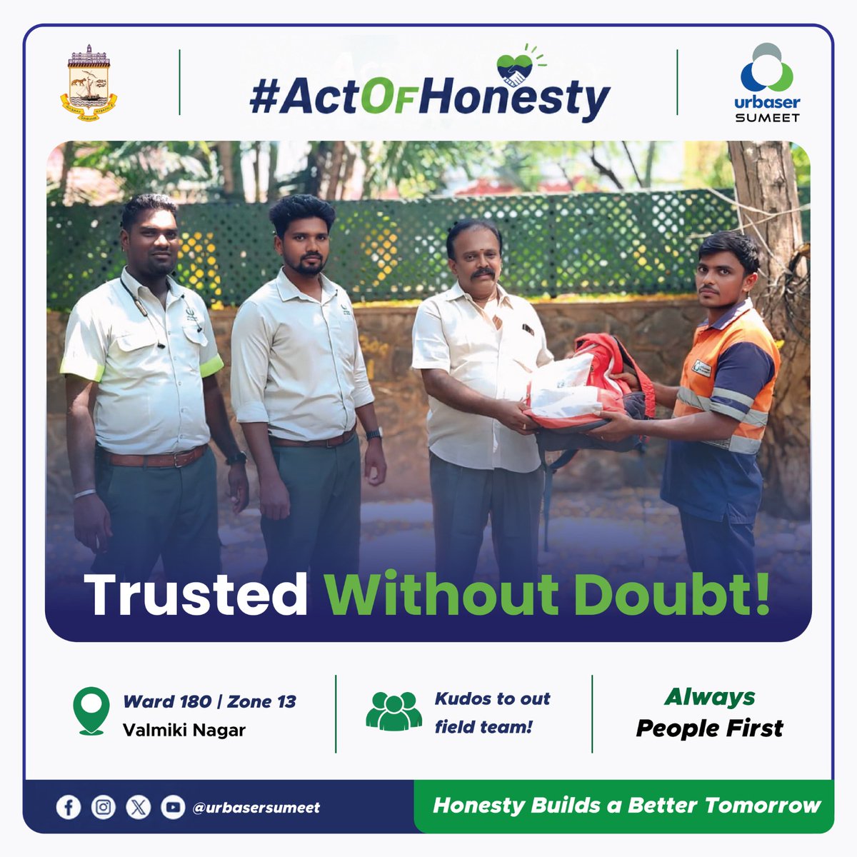 SumeetUrbaser's tweet image. Our team at Ward 180, Valmiki Nagar didn't just do their job —
they did the RIGHT thing. 💚
Always People First.
Proud of our field heroes! 👏
#ActOfHonesty #UrbaSumeet #PeopleFirst