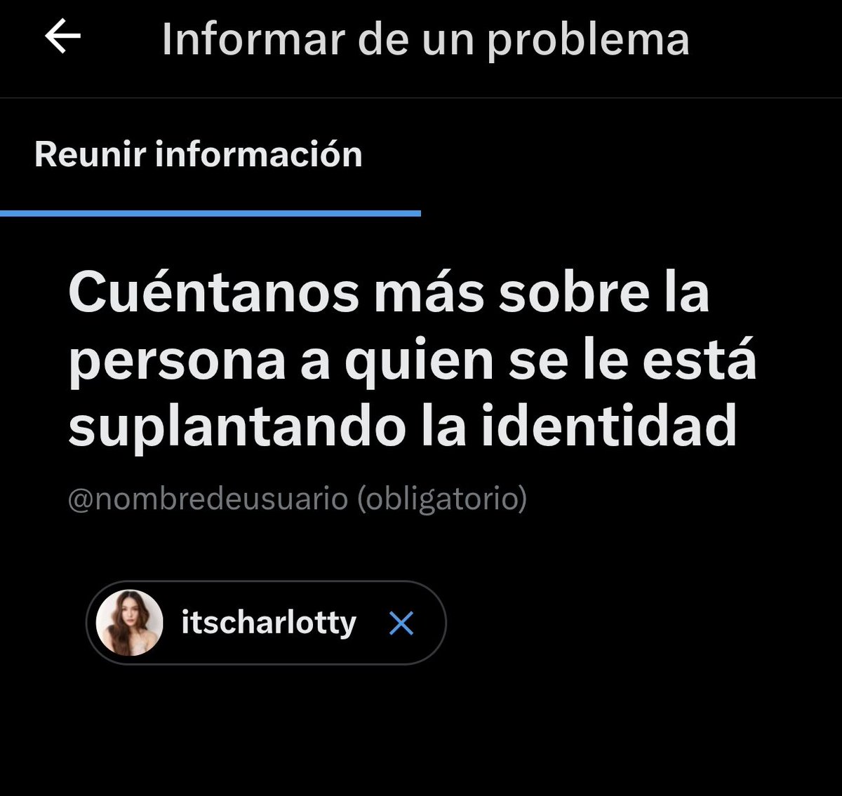Cindy_Waratin's tweet photo. ⚠️ ‼️ Por favor, reporten esta cuenta por suplantación de identidad.
Está intentando hacerse pasar por la cuenta oficial de Charlotte.

No interactuen con la cuenta, solo reporten siguiendo los pasos de las imágenes. ⬇️

https://t.co/1rYq2miwlB https://t.co/UrxEDZ48EH