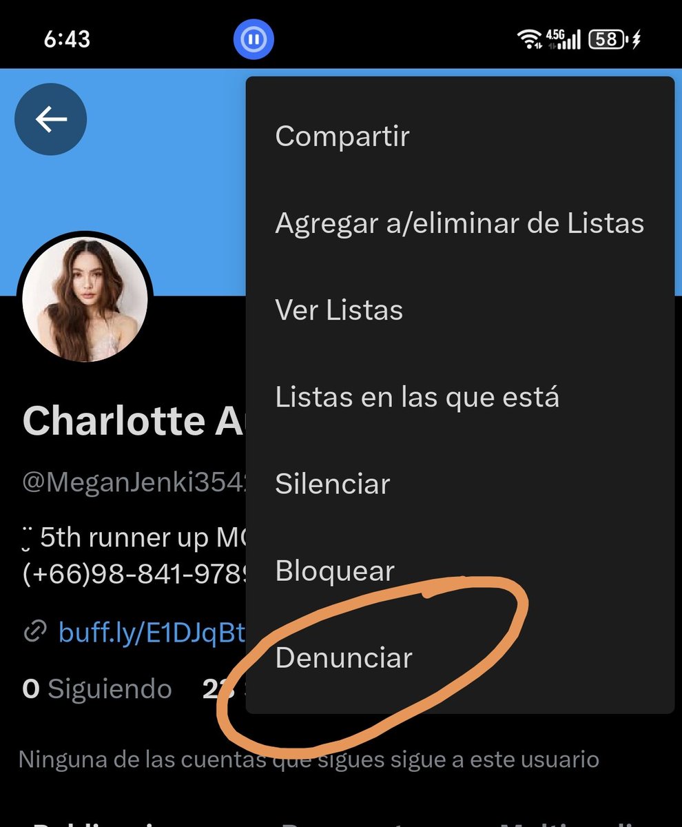 Cindy_Waratin's tweet photo. ⚠️ ‼️ Por favor, reporten esta cuenta por suplantación de identidad.
Está intentando hacerse pasar por la cuenta oficial de Charlotte.

No interactuen con la cuenta, solo reporten siguiendo los pasos de las imágenes. ⬇️

https://t.co/1rYq2miwlB https://t.co/UrxEDZ48EH