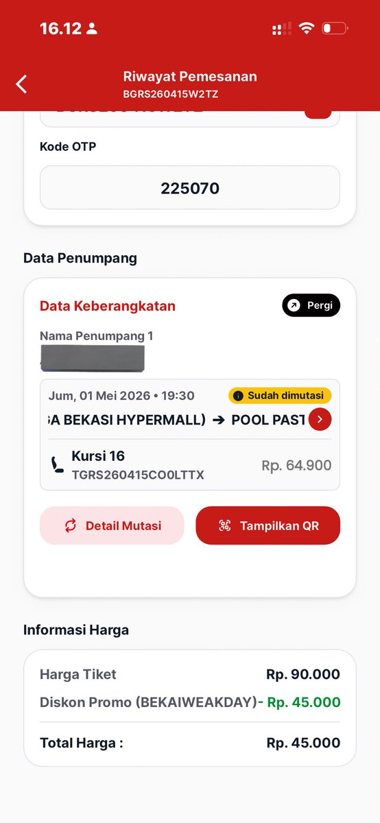 guys ada yg mau take tiket travel bekasi - bandung? jumat 1 mei 19.30 

#zonauang  #wtstikettravel #wtstiket #tiketravel #travelbandung