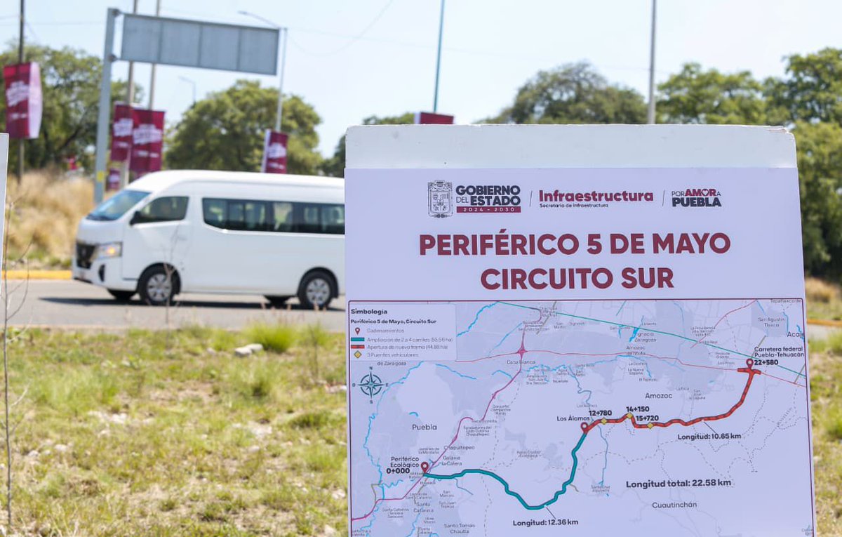Periférico 5 de Mayo detonará Movilidad y Desarrollo de Puebla los próximos 50 años

Una obra estratégica que reducirá traslados de dos horas a sólo 30 minutos, para cruzar hacia municipios como Amozoc, Tepeaca, Tecamachalco y Tehuacán.
Más Información 🔗share.google/SqogswtA1O5pWz…