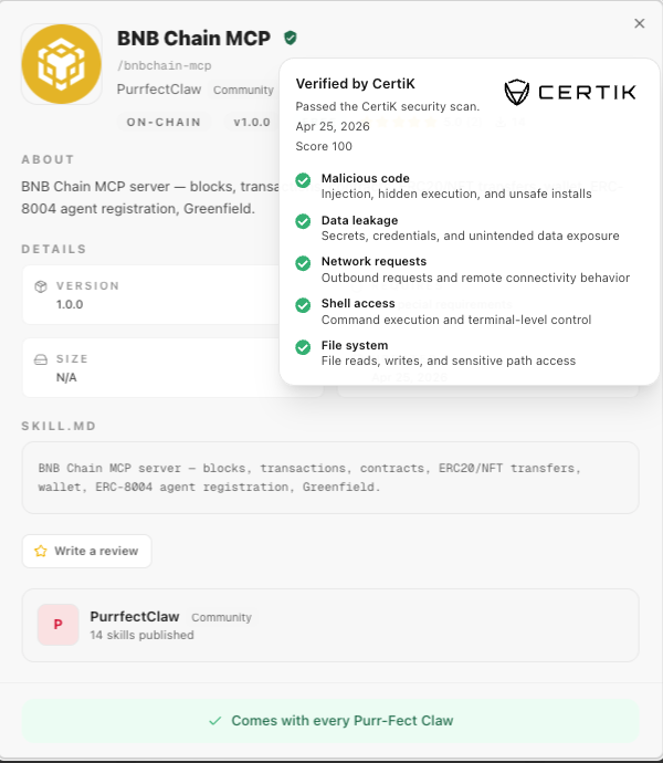 Security matters at every layer of the agent economy.

Pieverse has integrated the <a href="/CertiK/">CertiK</a> Skill Scanner into the Pieverse Skill Store, adding another layer of review for skills before users and agents interact with them.

The scanner helps detect suspicious behavior,