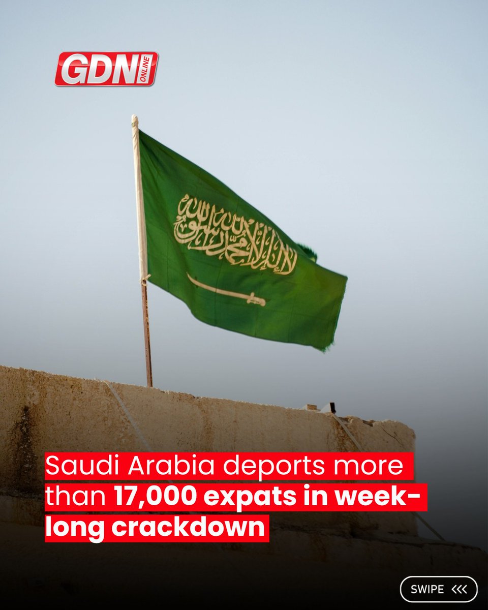 GDNonline's tweet image. Saudi Arabia has deported 17,368 individuals arrested between April 16 and April 22 during a nationwide crackdown on residency, labour, and border security violations, the Saudi Interior Ministry has announced.

#KSA #Deport #Expat #GDNOnline