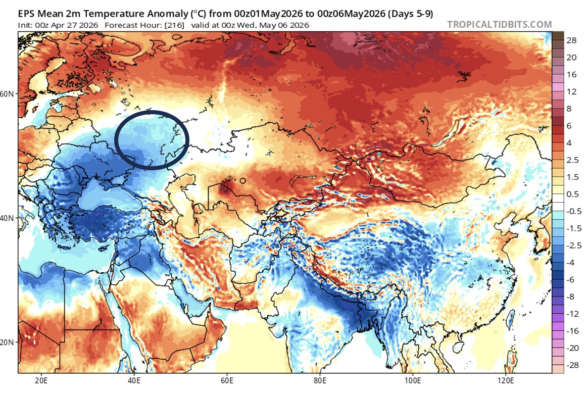 sizov_andre's tweet image. Russia’s spring #wheat planting is falling sharply behind last year.

As of April 24, farmers had planted only 0.2 mln ha versus 1.5 mln ha a year earlier as cold and wet weather slowed fieldwork. The delay is obvious. The bigger question is whether it becomes a real crop issue.