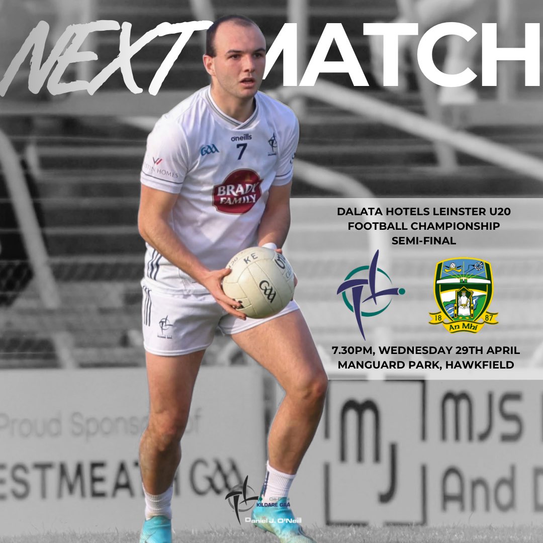 ⭐️ Leinster U20 Semi-Final ⭐️

The Kildare U20 Football Team play Meath this Wednesday evening Manguard Park Hawkfield in the Dalata Hotels Leinster U20 Football Championship Semi-Final.

🗓️ Wednesday 29th April, 7.30pm
🏟️ Manguard Park, Hawkfield

Come out and show your support