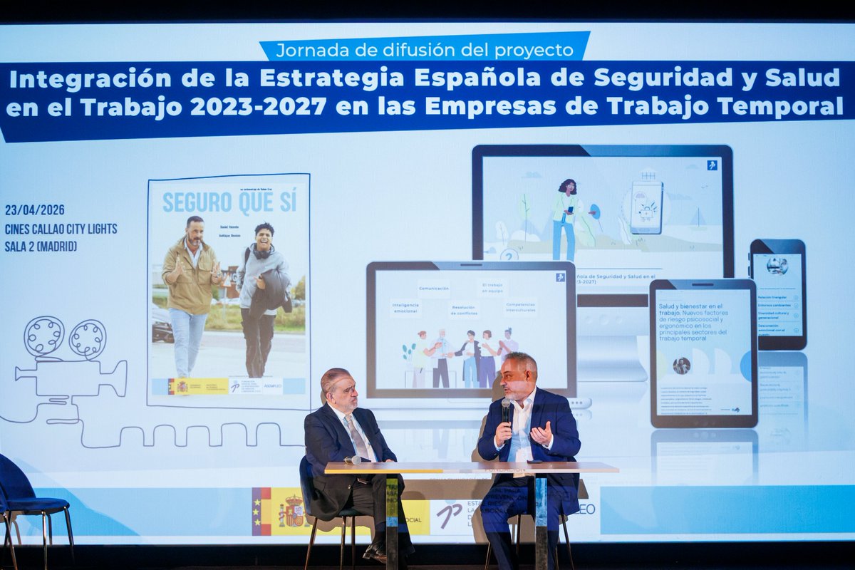 ASEMPLEO ha presentado en Cines Callao (Madrid) en colaboración con Femxa, nuevos contenidos formativos para responsables de salud laboral de ETTs
Financiado x Fundación Estatal para Prevención Riesgos Laborales F.S.P. (Ministerio de Trabajo y Economía Social. Gobierno de España)