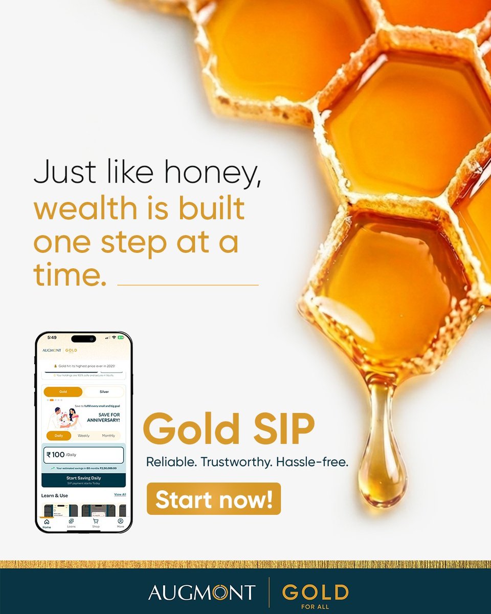 Build your wealth the sweet way, one small step at a time. Start your Gold SIP today and turn daily savings into lasting value.

Because consistency is where real growth begins.

Augmont, Gold For All, Gold, Gold SIP, Invest in Gold
#GoldInvestment #InvestinGold #Gold #BuyGoldSIP