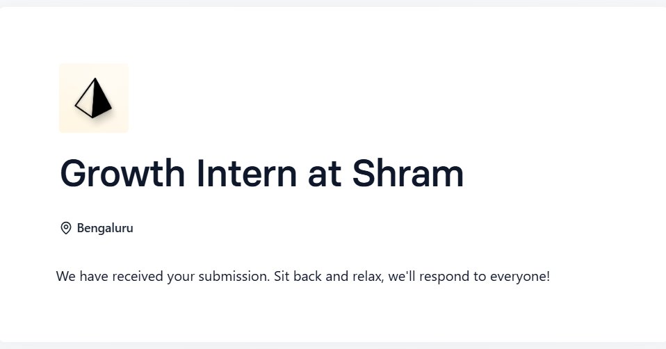 appreciation to <a href="/Ozacle23/">Ojasvika Sahu</a> Shram ai hiring team for being responsible to applicants.