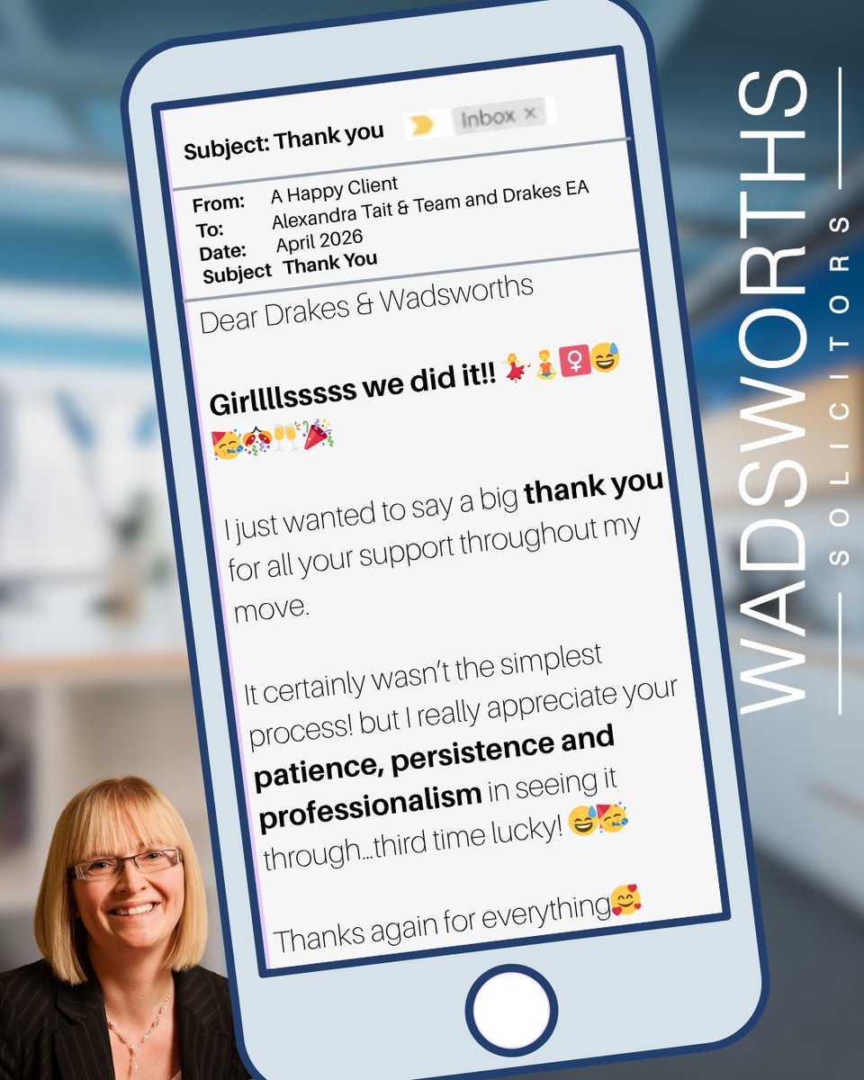 Wadsworthslaw's tweet image. Messages like this genuinely make our day 💙

This is exactly why we do what we do.

#ClientMoments #PropertyJourney #TeamEffort #ConveyancingLife #Wadsworths