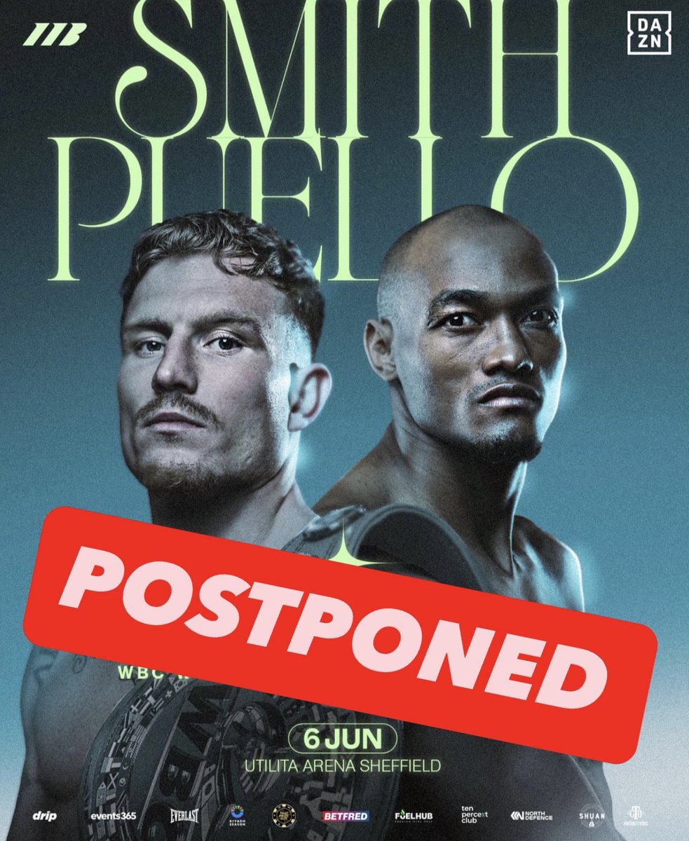 fighthooknews's tweet image. WBC Junior Welterweight Champion Dalton Smith has suffered an injury and his first title defence against 2 Time Former World Champion Alberto Puello has been Postponed on June 6 in his Hometown of Sheffield England. #smithpuello #daznboxing #matchroomboxing #wbcboxing