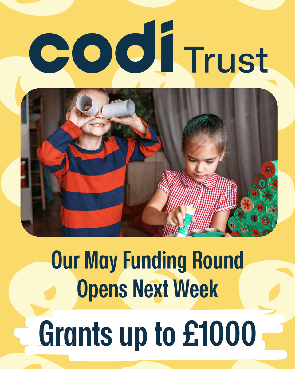 wearecodigroup's tweet photo. 📣Tuesday 5th May at 9am.
💻 https://t.co/tBYx16WIHI
⏰ Short (10 min) application form
✖️ Closes 26th May 5pm

If your project, community group or charity empowers people, supports your community and creates lasting impact… We’d love to hear from you!

#grants #funding #charity https://t.co/yMGW6AedBe