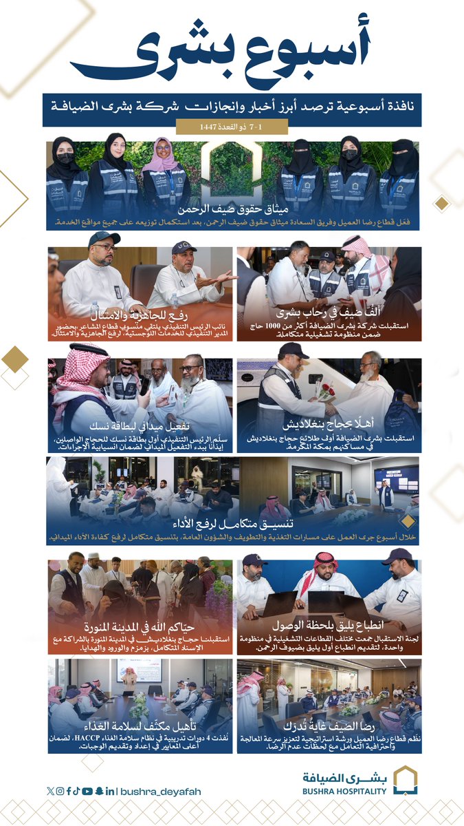 أسبوع بُشرى | نافذة أسبوعية ترصد أبرز أخبار وإنجازات #بشرى_الضيافة، وجهودها في خدمة ضيوف الرحمن.