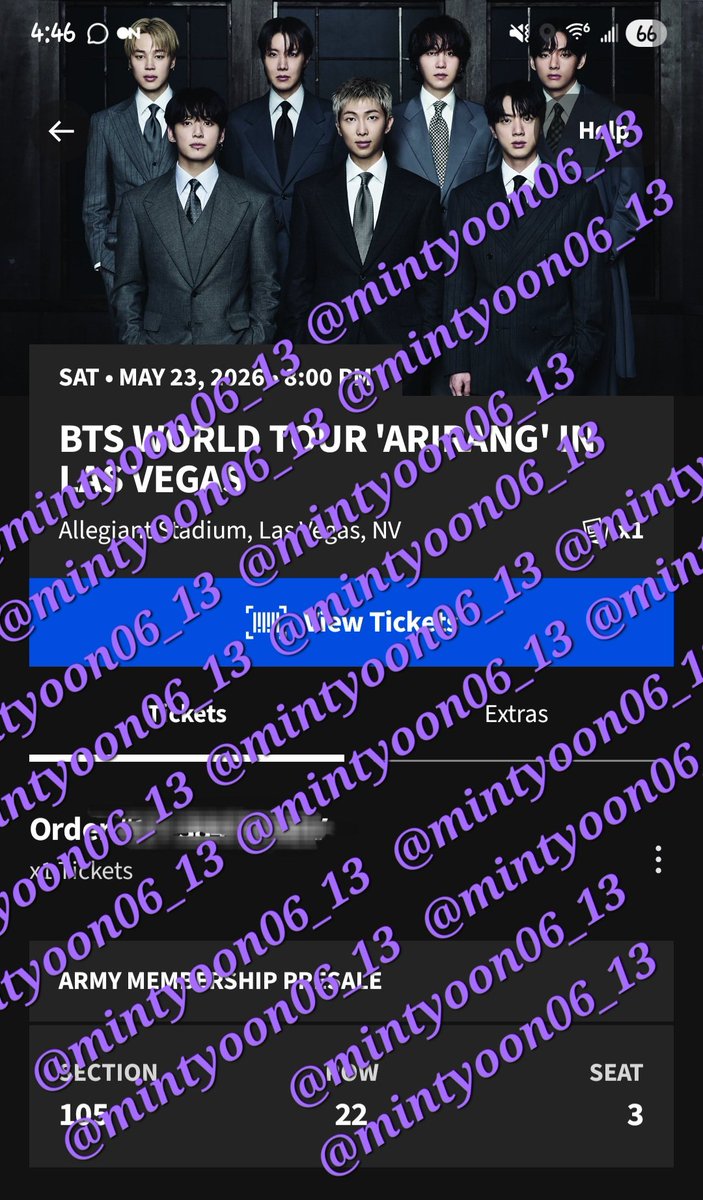 mintyoon06_13's tweet photo. #WTS x 1 Las Vegas LV D1 5/23 BTS ticket

Hey friends! Got a different seat next to my friend so selling the one I have!

📍Section 105 Row 22 Seat 3
🎫 $315.06 FV what I paid (willing to negotiate!)

Let me know if interested or pls share 🫶🏼
 #BTStickets #BTS_ARİRANG #LFB #BTS https://t.co/DPdDeVUvAI