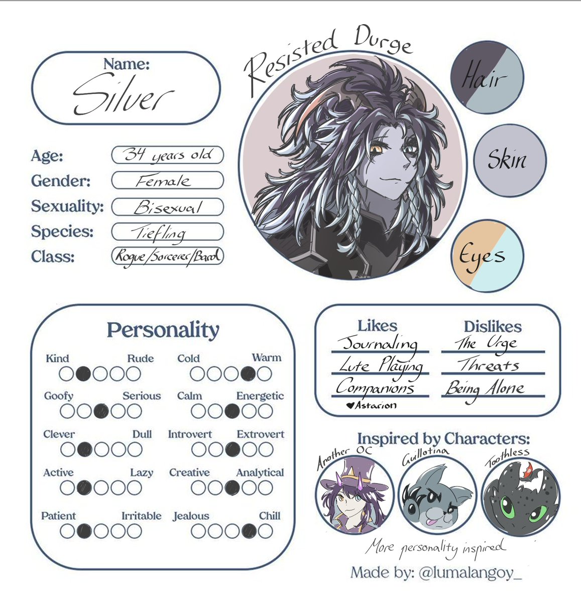 AkirusuN's tweet photo. Tried my hand at this template. I like the way I draw her more than she looks within game (still evilly cute), so got to do that. More animalistic in nature with a very rampant brain and a lot of development creatively post Alfira death. I'd rant more but I'm out of room :( https://t.co/drCCZVacEx