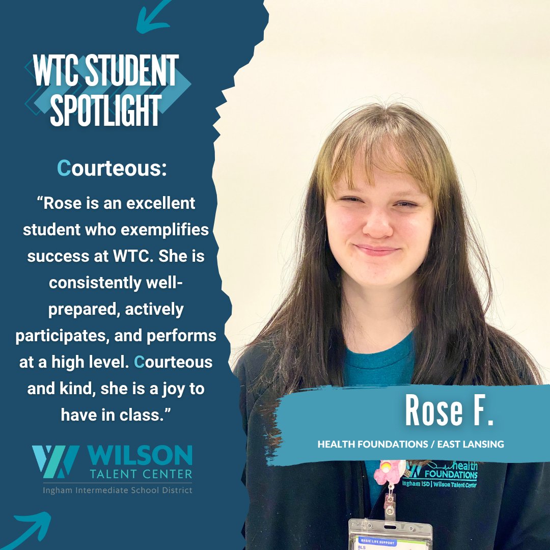 WilsonTalentCtr's tweet image. ⭐ Student Spotlight: Rose F. ⭐
Rose exemplifies a successful WTC student—prepared, high-performing, engaged in discussions, and consistently respectful. 
#StudentSpotlight #InghamImpact