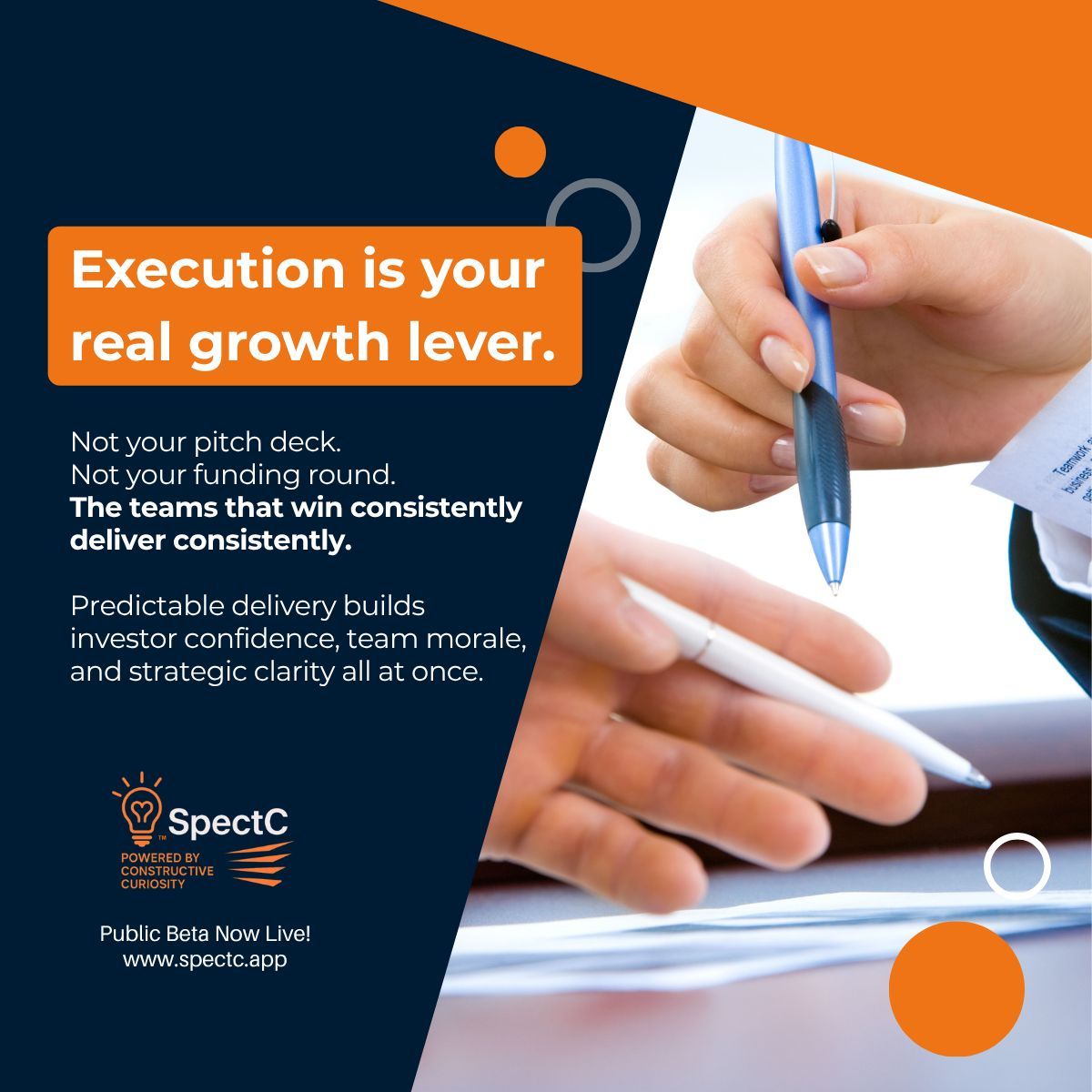SpragileCC's tweet image. Execution isn't a ops problem. It's a growth strategy. The Founders Club is closing soon so lock in your rate before it's gone. 👉 spectc.app
#SaaS #ExecutionHealth #SpectC #FoundersClub #StartupFounders #PredictiveExecution