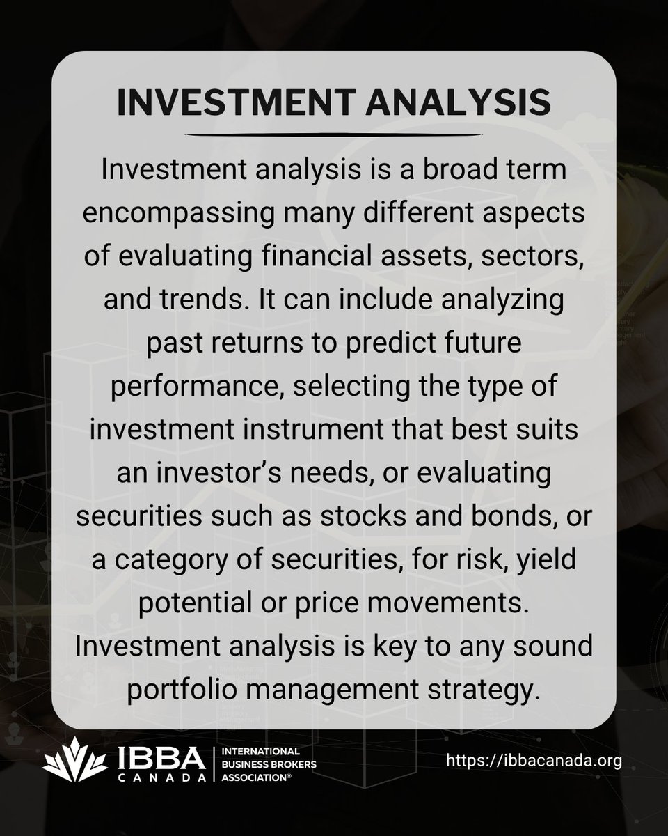 IBBA_canada's tweet photo. Think investment analysis is just for investors? Think again.
It’s a key skill for business brokers who want to position deals strategically and truly connect with clients. When we understand risk, return, and growth potential, we show up with insight ->
(1/2) https://t.co/55zjhGoJDK