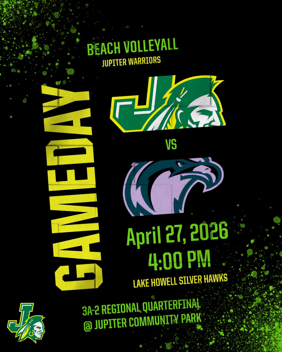 JupiterWarriors's tweet image. JUP opens regional beach volleyball today hosting Lake Howell.  Come out and support the Lady Warriors as they look to defend their 2025 State Title.  Match set to start at 4 pm.  Good luck Warriors! #onetribe #warriorpride