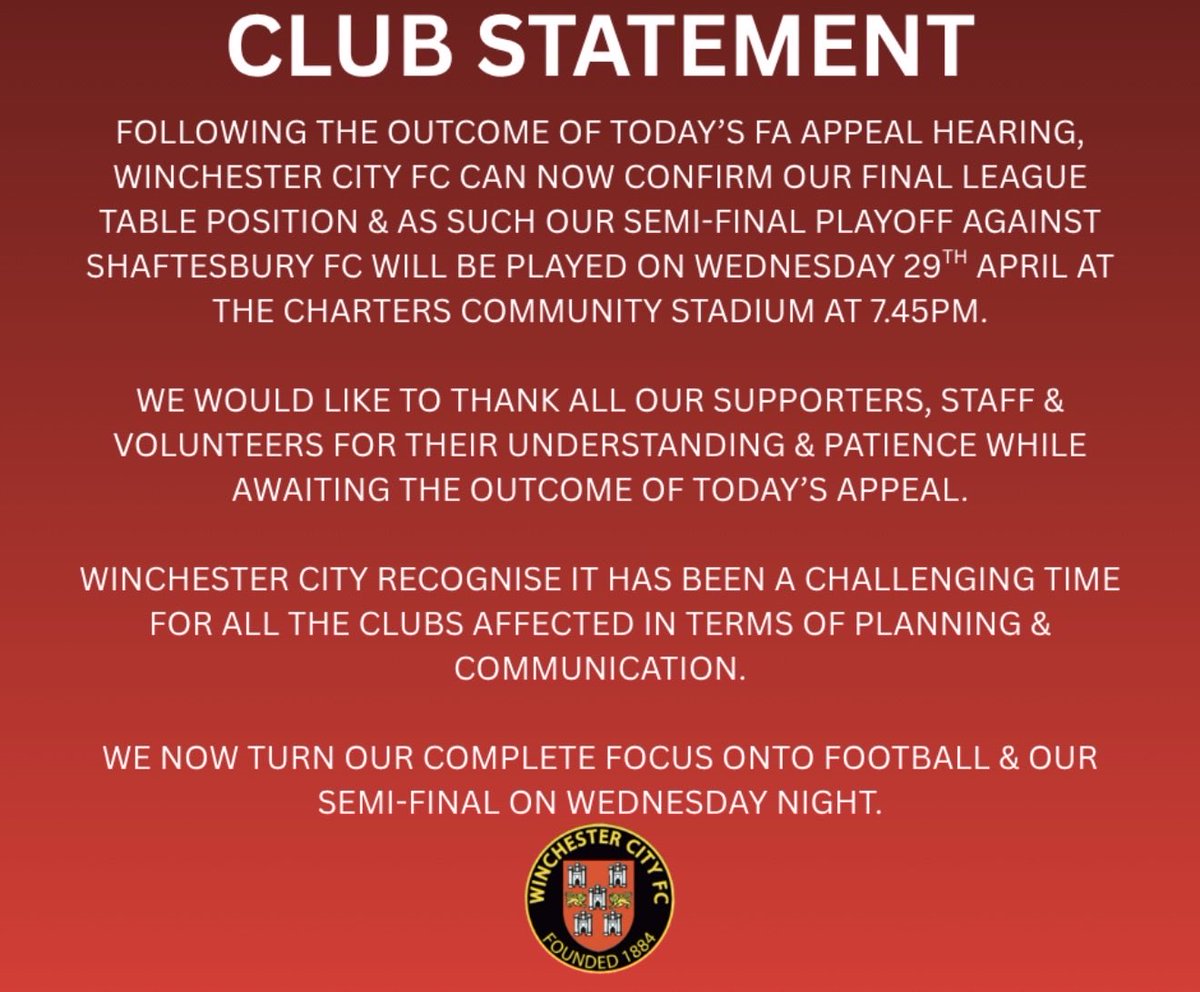 Winchester City FC tweet media