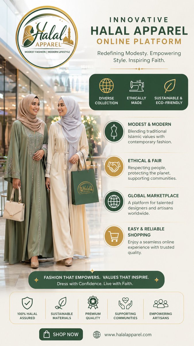 jestonie0817's tweet photo. ✨ Modesty Meets Innovation ✨

Discover a new era of fashion with Halal Apparel — where style, ethics, and purpose come together.

Be part of the movement. Support ethical fashion. Empower communities.
⬇️
🔗 https://t.co/q0k8XlFSIA

@Maljefairi @GLNsGlobal @sidrachain @mulord92 https://t.co/nyP6kVHtIt