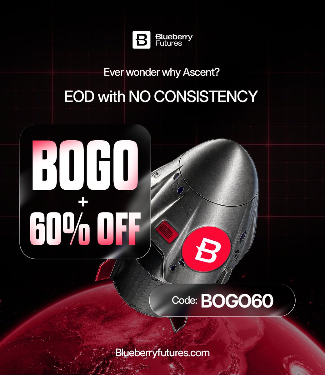 BBFuturesOff's tweet photo. Why are serious traders switching to Ascent? 

60% OFF + Buy 1 Get 1. Sounds like a GREAT deal?

2 reasons traders are choosing Ascent:

➡️You trade with EOD drawdown and no consistency rule, so you actually get breathing room to manage trades without pressure.

➡️Once funded, you keep 90% of your profits, so your edge pays the way it should.

On top of that, after your first payout, you get a FREE account of the same size, so you are effectively scaling your capital without paying again.

Use code BOGO60 and get started.