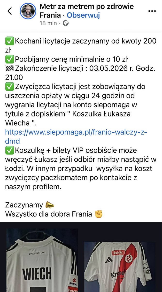 facebook.com/share/p/1Cd4L5…
Zachęcam do licytacji pod linkiem⚽️