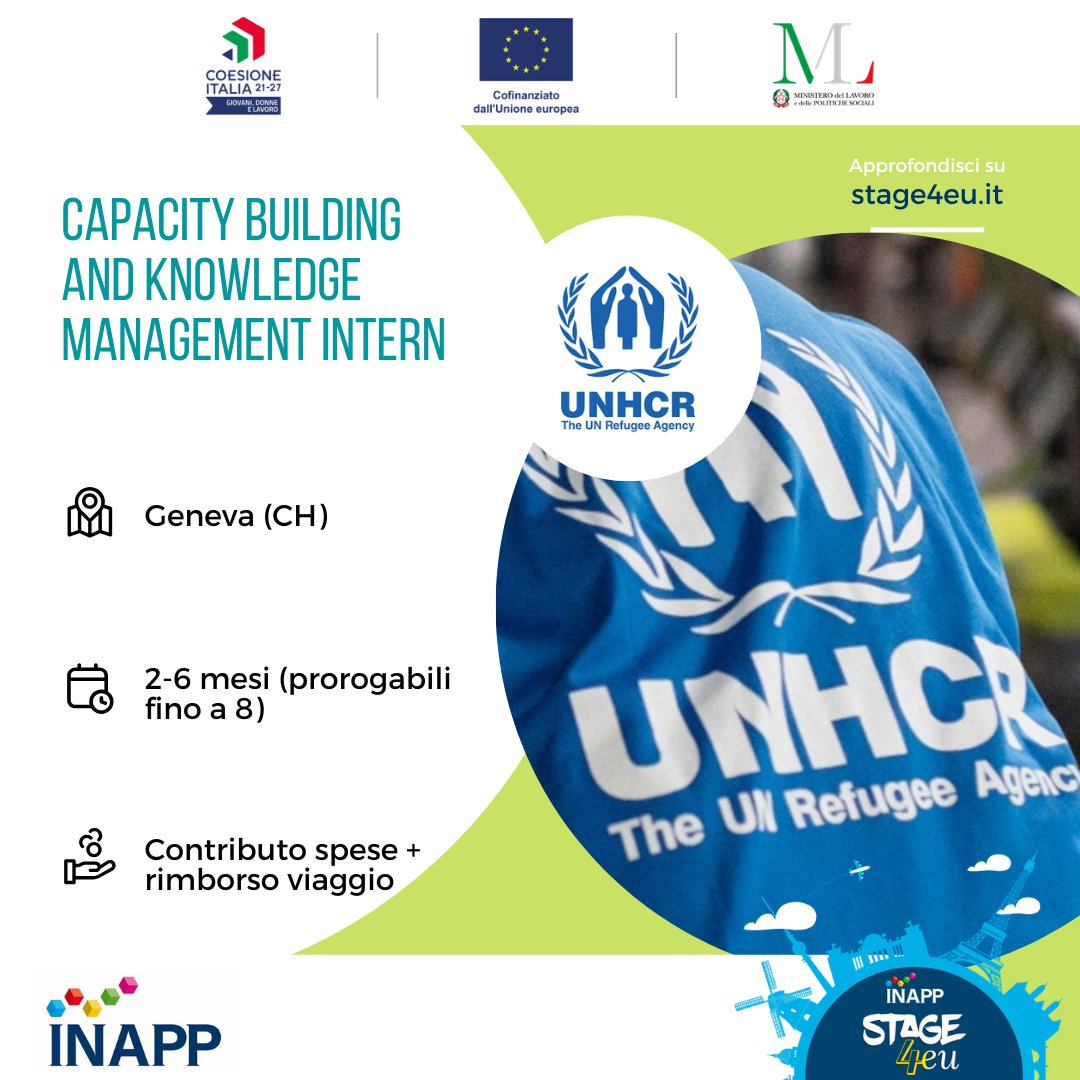 stage4eu's tweet image. 🌍 Opportunità @Refugees | UNHCR cerca un Capacity Building &amp;amp; Knowledge Management Intern a Ginevra 🇨🇭

⏳ Deadline: 7 maggio 2026

Per studenti e neolaureati appassionati di diritti dei rifugiati e sviluppo sostenibile.

👉 Candidati: bit.ly/4mZ6pL8

#UNHCR #Internship