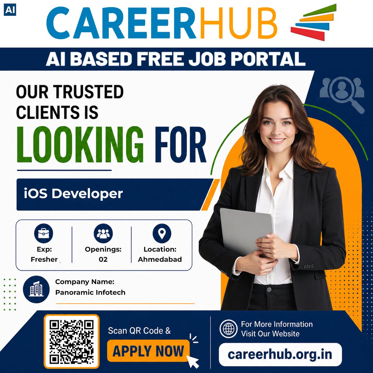 careerhub_iespl's tweet image. Hiring: iOS Developer

• Location: Ahmedabad
• Experience: Fresher
• Openings: 2
Company: Panoramic Infotech

Apply Now: careerhub.org.in
Tag: Career Hub - AI Based Free Job Portal

#iOSDeveloper #AhmedabadJobs #FresherJobs #HiringNow #MobileAppDevelopment #CareerHub