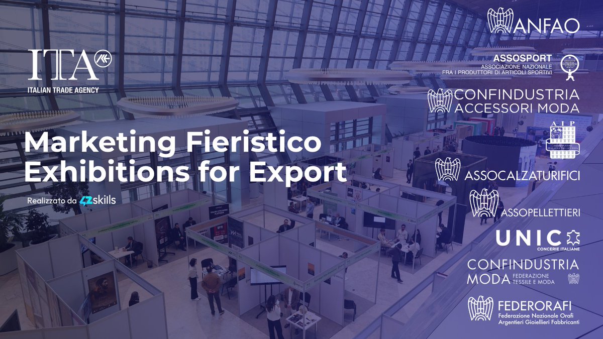 ITAformazione's tweet photo. Partecipa al nuovo percorso formativo “Marketing Fieristico – Exhibitions for Export” dedicato ad aziende del comparto moda e accessori per sviluppare strategie efficaci nelle fiere internazionali.

📅 6 mag – 18 giu 2026
💻 Online 
🔗Iscriviti ora: https://t.co/CMBZffCJg9 https://t.co/WMdTdvZ7Fg