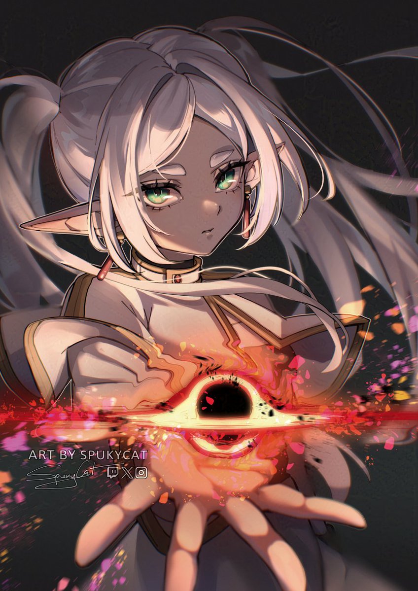 Spuky_Cat's tweet image. New illustration of Frieren🖤🔥 
#sousonofrieren #art