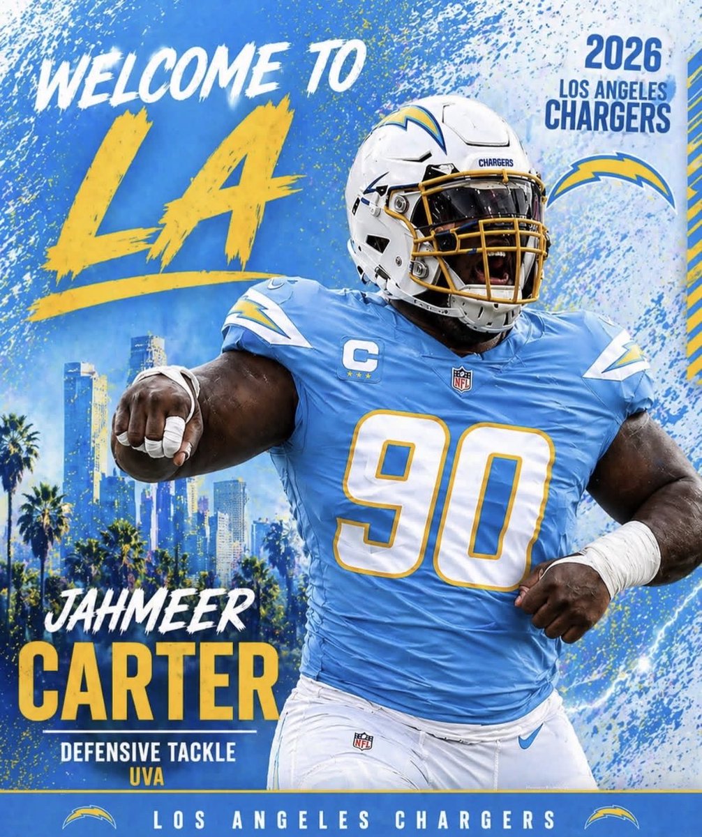 dspmd's tweet photo. @iamjahmeer aka the Juggernaut will now start his new warpath in the NFL with the @chargers from @UVAFootball @CFirstAthletics 

Thanks to everyone that played a factor in developing &amp; supporting him

Proud dad moment 🩵💛
@nflnetwork @TheAmericanBowl @TheSportsEntGrp https://t.co/RJH13EfbrV
